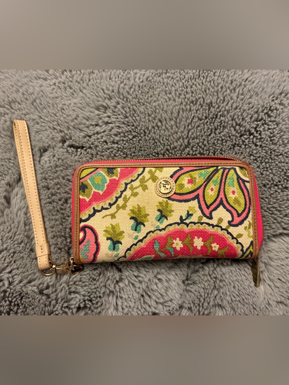 Spartina Pink Salt Meadow Floral Paisley Wallet Wristlet